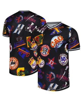 Stitches - Men's Black Negro League Baseball Allover Print V-Neck Baseball Jersey