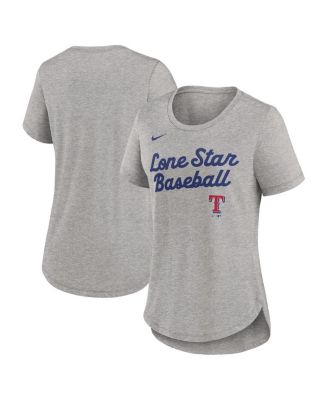 Nike - Women's Heather Gray Texas Rangers Script Tri-Blend T-Shirt
