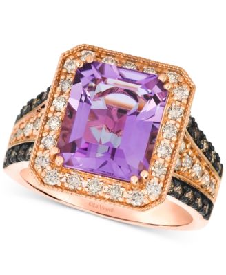 Le Vian - Grape Amethyst™ (4 ct. t.w.), Nude Diamond™ (1/2 ct. t.w.) & Chocolate Diamond&reg; (1/4 ct. t.w.) Ring in 14k Rose Gold