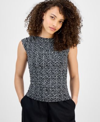 I.N.C. International Concepts - Petite Printed Mesh Tank Top