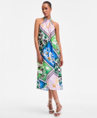 I.N.C. International Concepts - Women's Scarf-Print Halter Midi Dress