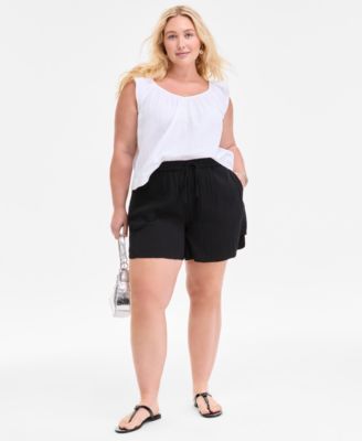 On 34th - Plus Size Cotton Gauze V-Neck Flutter-Sleeve Top