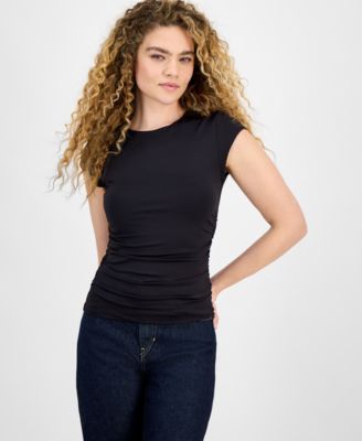 Bar III - Women's Second Skin Crewneck Ruched T-Shirt