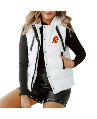 Gameday Couture - Women's White USC Trojans&nbsp;Hooded Full-Snap Puffer Vest