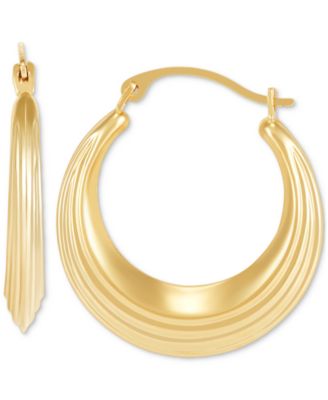 Macy's - Multi-Grooved Polished Gold Small Hoop Earrings in 14k Gold, 0.86"