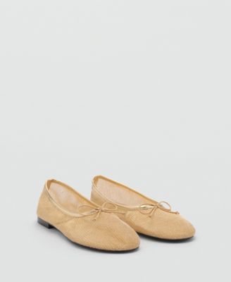 MANGO - Women's Mesh Bow Ballerina Shoes