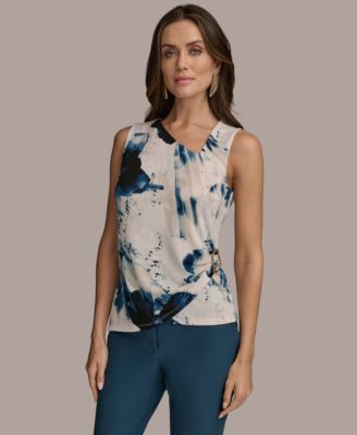 Donna Karan New York - Women's Printed Asymmetric Sleeveless Top