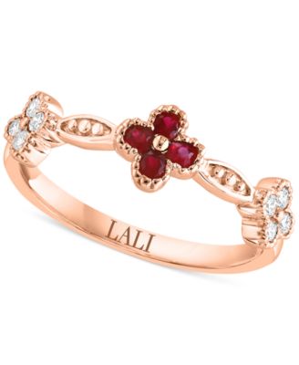 LALI Jewels - Ruby (1/5 ct. t.w.) & Diamond (1/5 ct. t.w.) Ring in 14k Rose Gold