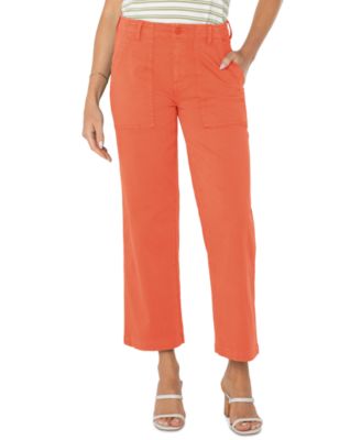 Liverpool Los Angeles - Petite Cropped Wide-Leg Cargo Pants