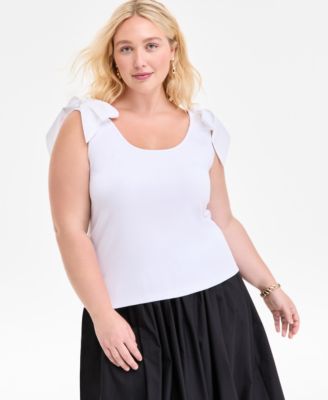 On 34th - Trendy Plus Size Bow-Shoulder Tank Top