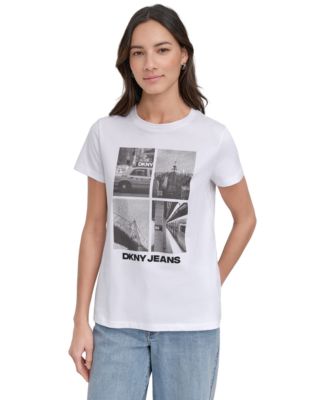 DKNY Jeans - Women's Embellished Graphic Print Crewneck T-Shirt