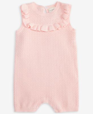 First Impressions - Baby Girls Pointelle Cotton Ruffled Romper