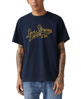 Levi's - Men's Relaxed Fit Short Sleeve Script Logo Crewneck T-shirt