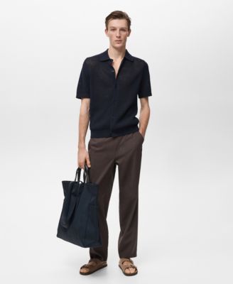 MANGO - Men's Openwork Knitted Cotton Shirt