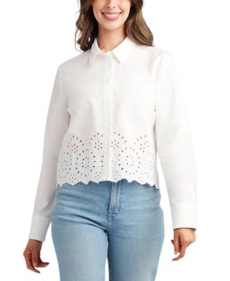 BCX - Juniors' Cotton Eyelet Shirt