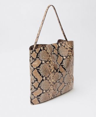 MANGO - Women's Animal-Print Leather Bag