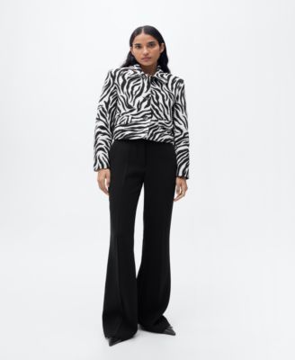 MANGO - Women's Buttons Detail Zebra-Print Jacket