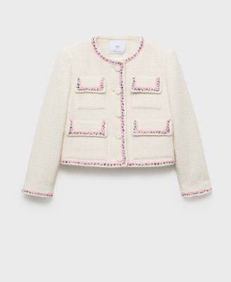 MANGO - Women's Contrasting Trims Tweed Jacket