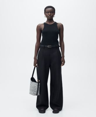 MANGO - Women's Combined-Fabric Belt Jumpsuit