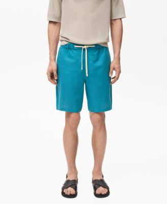 MANGO - Men's Linen 8.86" Bermuda Drawstring Shorts