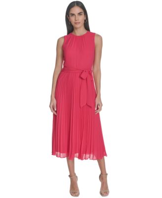 Jessica Howard - Petite Chiffon Tie-Waist Pleated Midi Dress