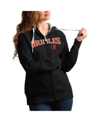 Antigua - Women's Black Baltimore Orioles Team Logo Victory Full-Zip Hoodie