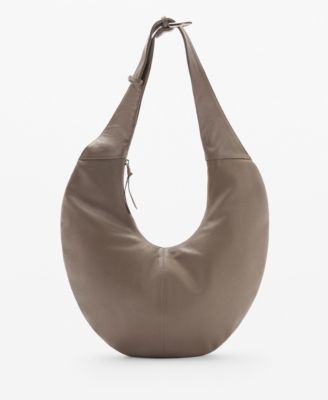 MANGO - Women's Half-Moon Leather Bag