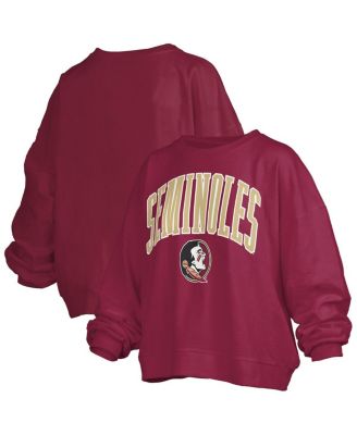 Pressbox - Women's Garnet Florida State Seminoles Janise Arch Over Logo Waist Length Oversized Pullover Sweatshirt