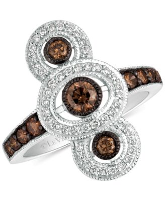 Le Vian - Chocolate Diamond & Vanilla Diamond Triple Halo Ring (3/4 ct. t.w.) in 14k White Gold