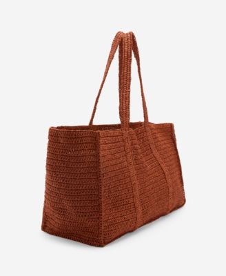 MANGO - Women's Natural Fiber Double-Handle Shopping Bag