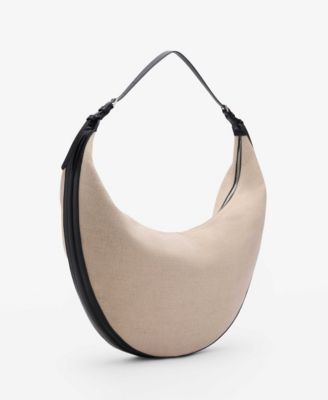 MANGO - Women's Oval Linen-Blend Shoulder Bag