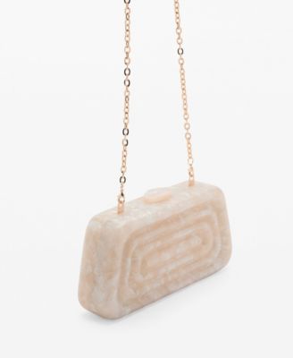 MANGO - Women's Cultivated Pearl-Effect Clutch Bag