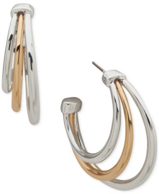 Anne Klein - Two-Tone Medium Triple-Row Hoop Earrings, 1.29"