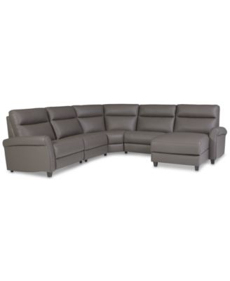 Furniture - Thandler 5-Pc. Leather Chaise Sectional with 2 Power Recliners