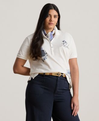 Lauren Ralph Lauren - Plus Size Patchwork Piqu&eacute; Polo Shirt