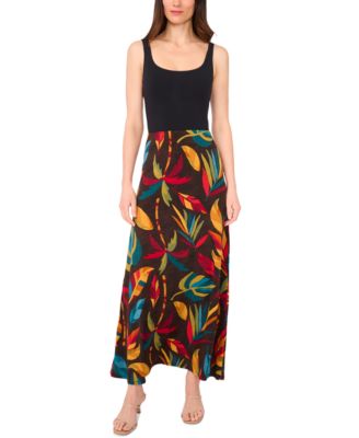 Sam & Jess - Women's Leaf-Print Maxi A-Line Skirt