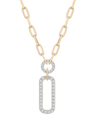 Wrapped in Love - Diamond Pav&eacute; Paperclip 17" Pendant Necklace (1 ct. t.w.) in 14k Gold