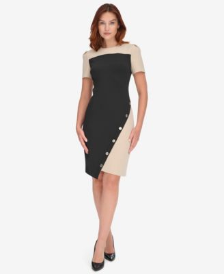 Tommy Hilfiger - Women's Colorblocked Asymmetrical-Hem Sheath Dress