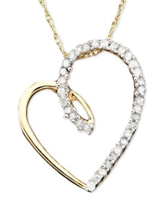 Macy's - Diamond Heart Pendant Necklace in 14k Gold (1/10 ct. t.w.)