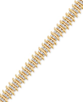 Macy's - Diamond Accent Wide Link Chain Bracelet in Gold-Plated or Silver-Plated Brass
