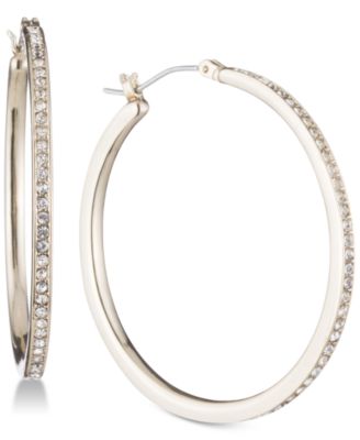 DKNY - Gold-Tone Pav&eacute; Skinny Hoop Earrings