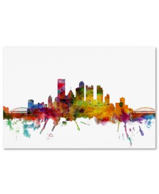 Trademark Global - Michael Tompsett 'Pittsburgh Pennsylvania Skyline' 16" x 24" Canvas Wall Art