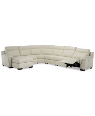 Furniture - Julius II 6-Pc. Leather Sectional Sofa With 1 Power Recliner, Power Headrest, Chaise & USB Power Outlet