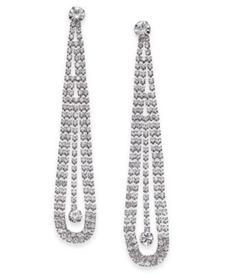 I.N.C. International Concepts - Silver-Tone Crystal Pendulum Linear Drop Earrings