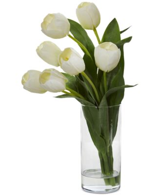 Nearly Natural - Tulip Artificial Arrangement in Cylinder Vase