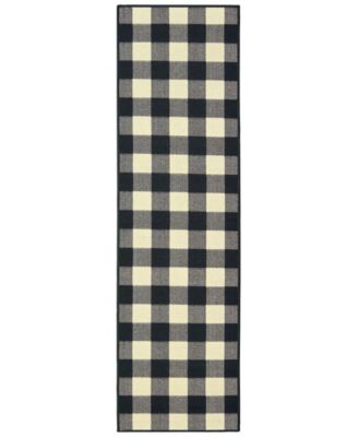 Oriental Weavers - Marina 1932K Black/Ivory 2'3" x 7'6" Indoor/Outdoor Runner Area Rug