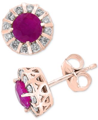 EFFY Collection - Tanzanite (7/8 ct. t.w.) & Diamond (1/3 ct. t.w.) Stud Earrings in 14k Gold (Also available in Ruby & Emerald)