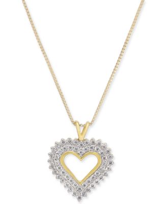 Macy's - Diamond Heart 18" Pendant Necklace (1/4 ct. t.w.) in 14k Gold