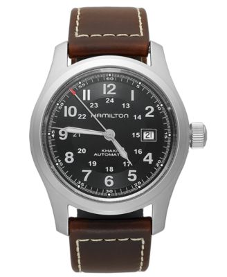 Hamilton - Watch, Men's Swiss Automatic Khaki Field Brown Leather Strap 42mm H70555533