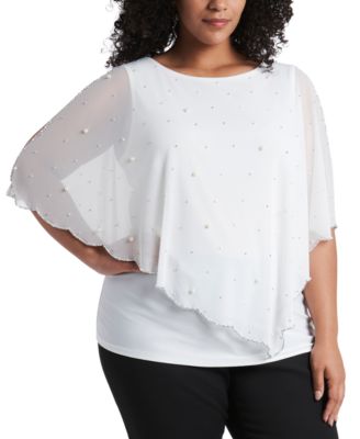 MSK - Plus Size Beaded Overlay Top